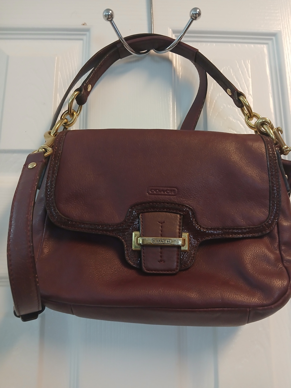 Coach Soft  Leather Convertible  Crossbody Bag in Deep Burgundy Wine Red